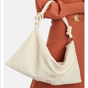 Cult Gaia Hera Knotted Leather Shoulder Bag Ivory
